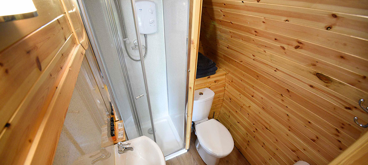 Dunvegan Camping Pods contains an en suite shower room at our self catering pods