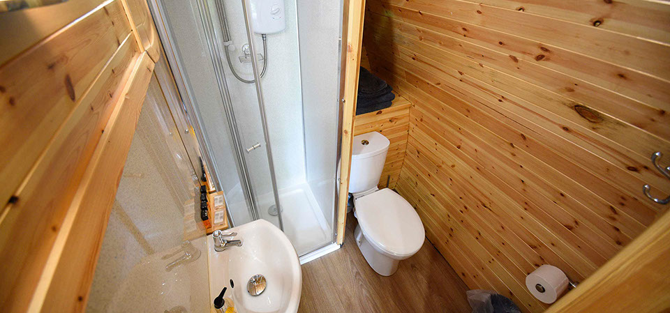 Dunvegan Camping Pods contains an en suite shower room at our self catering pods