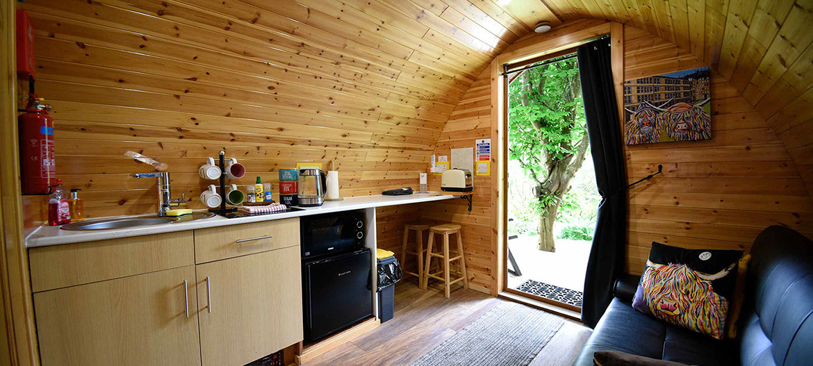 Our self catering accommodation in Dunvegan contains a couch fridge microwave