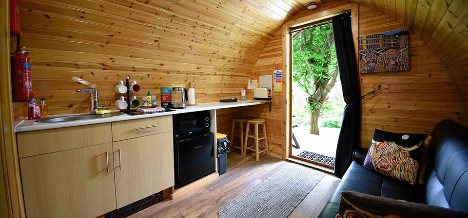 Our self catering accommodation in Dunvegan contains a couch fridge microwave