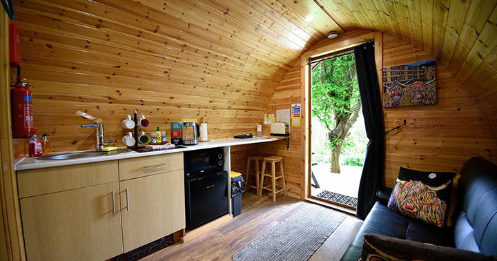 Our self catering accommodation in Dunvegan contains a couch fridge microwave