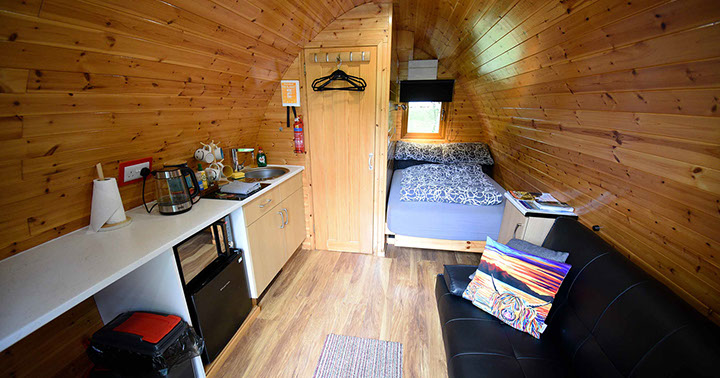 Dunvegan Camping Pods self catering Pods located in Dunvegan with comfortable double bed microwave and fridge